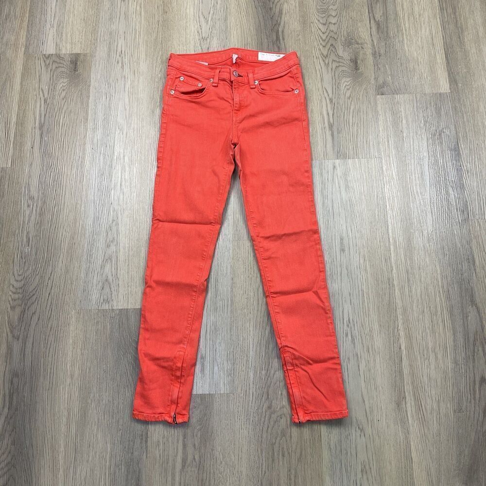Rag & Bone Jeans Womens 26 Red Skinny Stretch Ankle Zip PFD Style W15270337